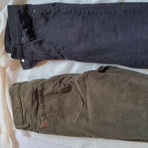 2 pairs corderoy pants, high rise skinny